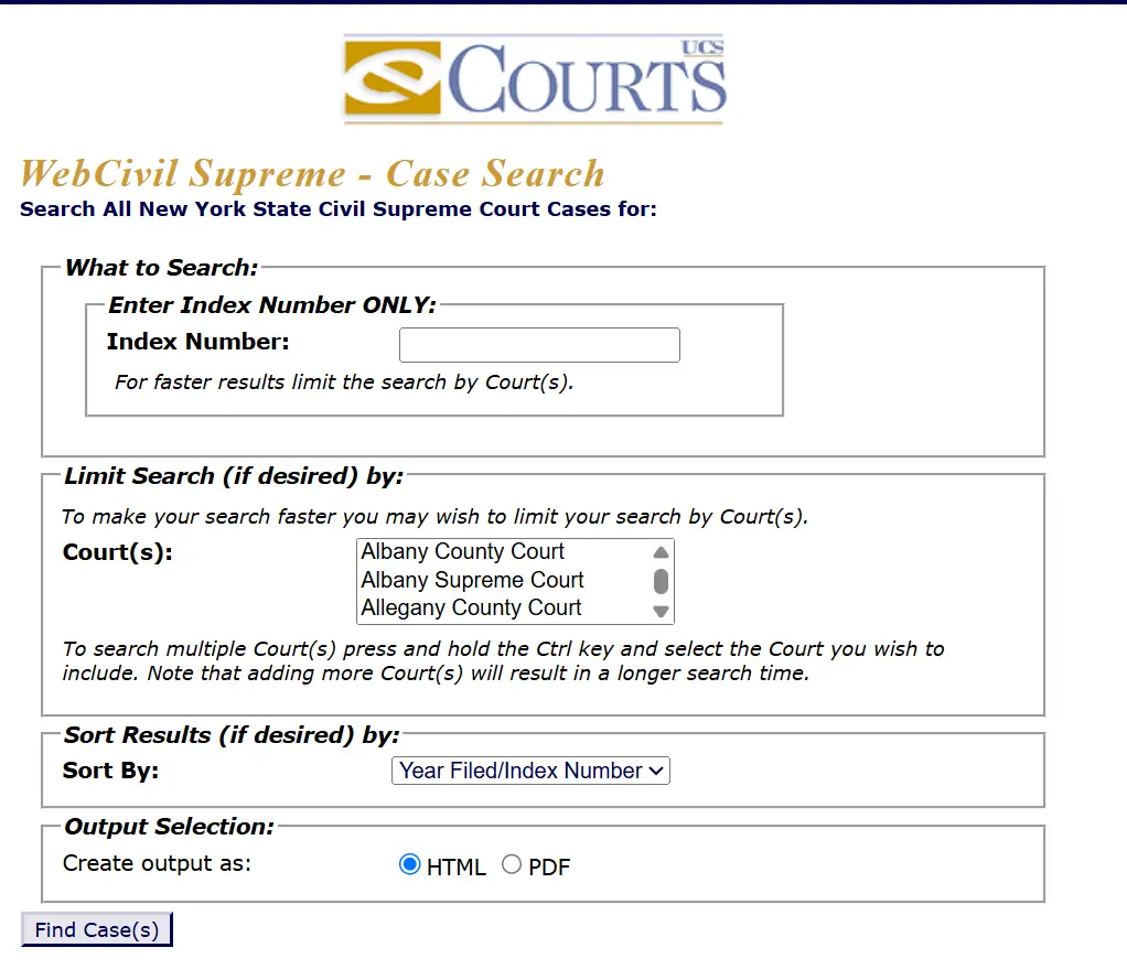 WebCivil Supreme Search